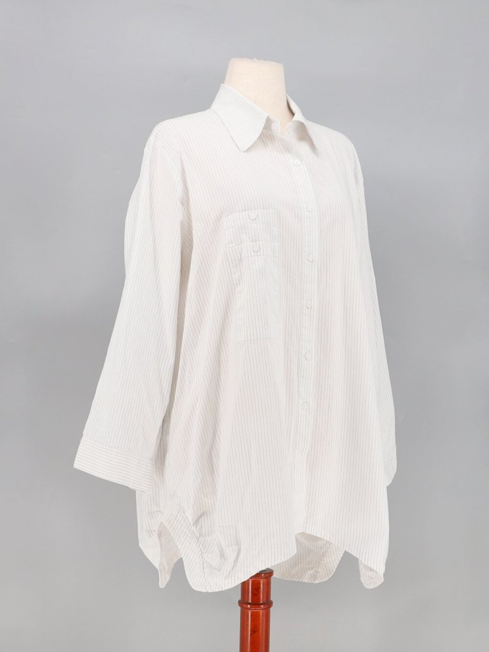 IC CONNIE K White Gray Pin Striped Button Front & Back Tunic Shirt Size XXL - Picture 2 of 9